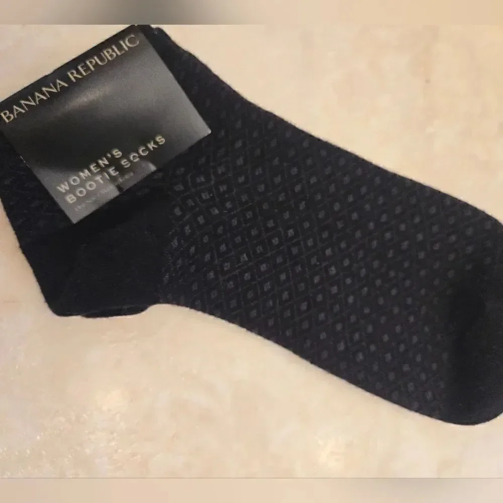 Banana Republic Bootie Ankle Sock Diamond Print Black